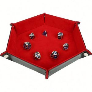 Hexagonal Velvet Dice Tray <b>Collapsible</b> <b>Storage</b> <b>Box</b> Pu Tray Velvet Desktop <b>Storage</b> <b>Box</b> - Product Image 3