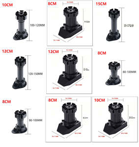 Pieds de canapé réglables en plastique PP de haute qualité 80 mm pour meubles de cuisine, salle à manger, salon, chambre, extérieur - Noir Moderne - Product Image 2