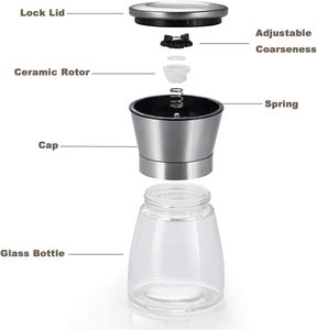 Moulin à poivre et sel de l'Himalaya manuel en verre argenté écologique 160 ml - Product Image 2