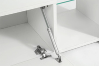 Meuble TV moderne blanc avec éclairage LED, centre de divertissement, unité TV avec étagères en verre transparent, meuble TV pour salon, décoration intérieure