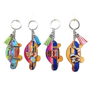 Porte-clés personnalisé en cuir de luxe avec pampille, souvenir de Tenerife, Espagne, avec clochette, porte-clés mignon - Product Image 5