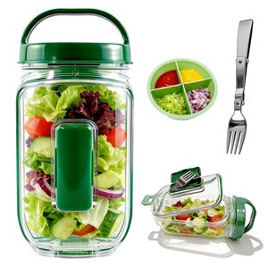 Pot à salade portable amélioré avec ouverture latérale, récipient de type bocal Mason - Product Image 1