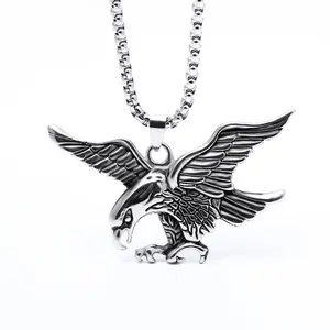 Titanium Stainless Steel Jewelry Men Silver Eagle Necklace Pendant Men&#39;s eagle necklace