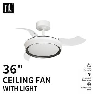 Lustre moderne de 42 pouces, rétractable invisible, 6 vitesses réglables, fonction de minuterie, éclairage LED au plafond avec ventilateur et télécommande - Product Image 2