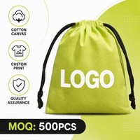 Tas Serut Katun dengan Logo Cetak Sablon Kustom yang Dapat Didaur Ulang untuk Kemasan Perhiasan, Kosmetik, Teh, dan Hadiah