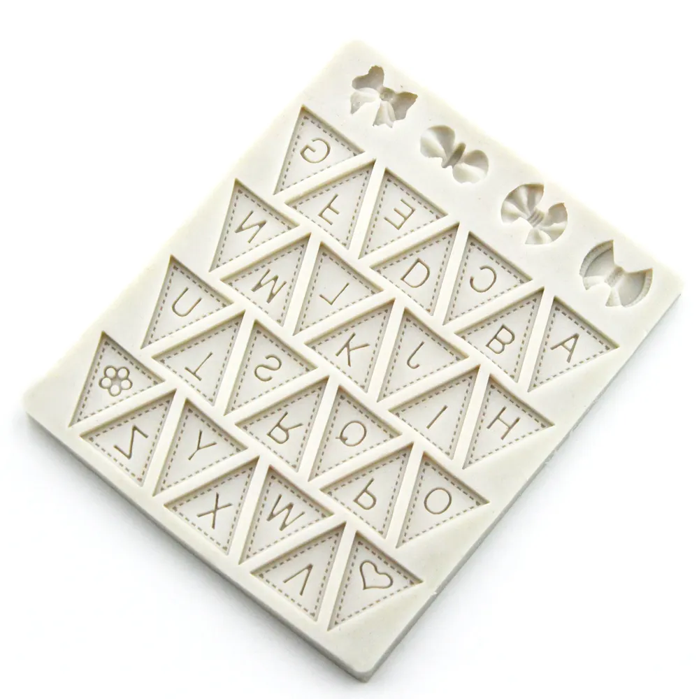 New Arrival capital letter bow pattern silicone fondant cake mold English letter chocolate candy jelly baking mold