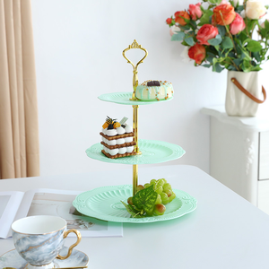 Plato de pastel de tres capas para postres, aperitivos, bebidas para el hogar, sala de estar, mesa de centro, fruta multifuncional, dulces Dim Sum - Product Image 5