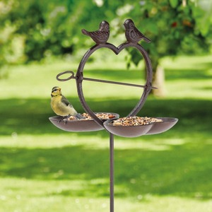 Ngoài trời thiết kế trái tim kim loại <span class=keywords><strong>Bird</strong></span> <span class=keywords><strong>Feeder</strong></span> Bath trang trí bãi cỏ Vườn Cổ phần - Product Image 3