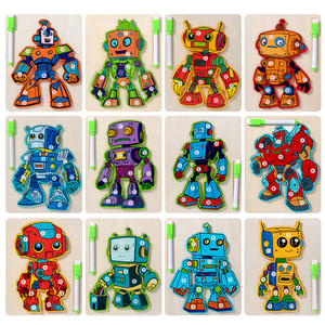 Yuci Cpc 2 In 1 Tekentafel Puzzel Houten Speelgoed Voor Kinderen Montessori Schrijven Tracing Board 3d Robot Legpuzzels Voor Kinderen - Product Image 6