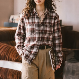 Chemise pour femmes Maden, chemise en flanelle vintage pour femmes, à <span class=keywords><strong>carreaux</strong></span>, manches longues, <span class=keywords><strong>surchemise</strong></span> brossée, veste décontractée, vêtements de travail, tendance automne - Product Image 1