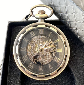 ساعات ميكانيكية جوفاء بهيكل عتيق ، ساعات جيب ميكانيكية بعجلات متعرجة يدوية - Product Image 4
