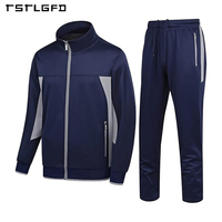Ensemble de survêtement thermique imprimé pour homme, 2 pièces, veste et pantalon, idéal pour la course et l'entraînement en hiver