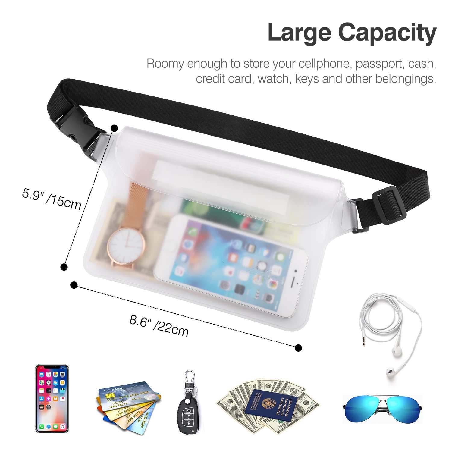 Waterproof Dry Bag Pouch for Phone Adjustable Waist Strap