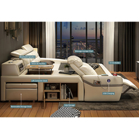Lit intelligent en cuir de luxe moderne, fonction de massage, multifonction, rangement, haut-parleur musical, tatami, plateforme king size, vente chaude