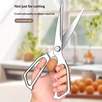Ciseaux de cuisine extra-longs, entièrement en acier, ciseaux de cuisine de qualité supérieure en acier inoxydable, ciseaux à viande puissants pour les os de poulet/canard/oie