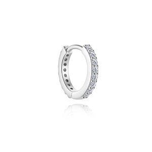 100% 925 Sterling Silver Classic <b>Moissanite</b> Inlay Classical Hoop <b>Earring</b> for Women - Product Image 1