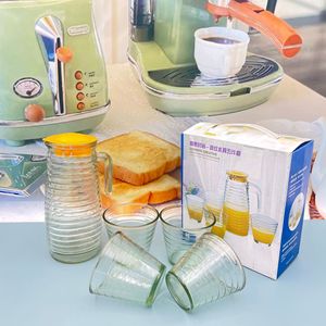 Prix de gros : Ensemble de 5 pièces en verre à rayures, comprenant <span class=keywords><strong>pichet</strong></span> à eau, verres et distributeur de jus, ainsi que des mugs à bière - Product Image 4