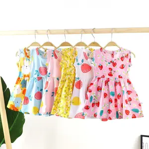 2024 Summer new girl cotton silk dress girl princess skirt Wholesale Summer Floral Print Baby Dress