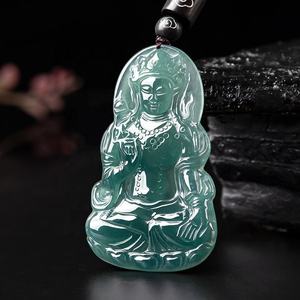 Pendentif en jade naturel bleu eau, déesse de la miséricorde Tara, jade pour hommes et femmes, vente en gros GY19 - Product Image 3