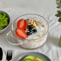 400ml bol en verre rose nœud papillon avec poignée bol à crème glacée salade de fruits bol à dessert flocons d'avoine yaourt petit déjeuner bol