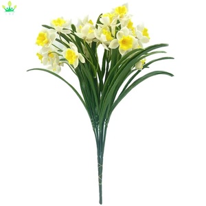 Fiori Artificiali di <span class=keywords><strong>Narciso</strong></span>, Ramo di Fiori in Plastica con 5 Steli, Decorazione Floreale per Bouquet Festa del Papà, Casa, Feste, Vasi da Tavola - Product Image 2