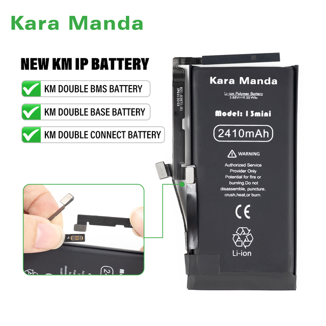 Kara Manda 100% Battery Health 11 12 13 Mini 11 12 13 14 Pro Max All Series Replacement Battery for iPhone 13 Mini Battery