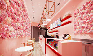Tienda de dulces personalizada, diseño de interiores, decoración de exhibición de <span class=keywords><strong>confitería</strong></span>, escaparate de tienda de vidrio de helado rosa - Product Image 5