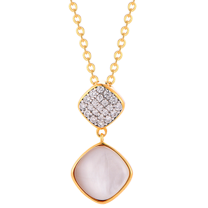 Natural Stone White Shell Fine <strong>Jewelry</strong> Sterling <strong>Silver</strong> 925 Gemstones Pendant Rose Gold Plated Trendy Gift Necklaces Earrings Set - Product Image 1