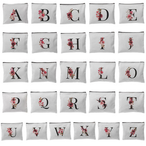 Borsa da Viaggio in Tela 12 OZ con Logo <span class=keywords><strong>Personalizzato</strong></span>, Pochette per Trucco con Lettera A-Z, <span class=keywords><strong>Regalo</strong></span> di Compleanno per Donne, Madri, Amiche - Product Image 5
