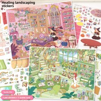 Autocollants Paysage Yilan 1480 Grande Taille Dessin Animé Scène Miniature 3D DIY Anti-Stress Journalisation Art Décoratif Matériau PET