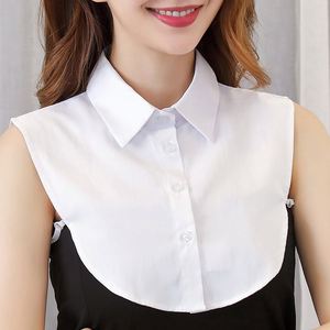 メンズ＆レディース　コットン製襟付きラペルボタン　無地黒白　オールマッチ　ビジネスフォーマル　ニットシャツ襟飾り - Product Image 1