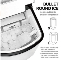 Machine à glaçons de table en acier inoxydable en forme de balle, capacité 12 kg/24h, pour usage domestique et hôtelier, ABS de qualité alimentaire, glace instantanée