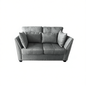 Divano grigio a due posti 144x73x84 cm in tessuto imbottito, mobili contemporanei per soggiorno - Product Image 1