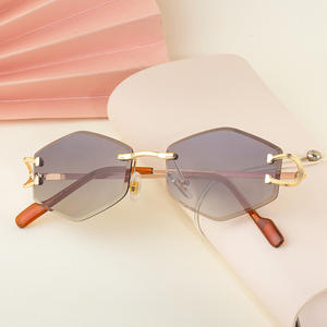 Nuevas gafas de sol sin montura para mujer, patillas metálicas, lentes TAC, protección UV400, ligeras, estilo urbano, gafas de sol de moda. - Product Image 5