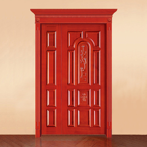 Puerta de madera maciza de caoba hecha a medida, diseño de Casa de doble puerta <span class=keywords><strong>desigual</strong></span>, entrada frontal exterior, madre e hijo - Product Image 4