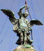 Sculpture d'art métallique classique, statue de Saint Michel Archange en bronze grandeur nature à vendre