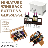 Set de Vinoteca en Miniatura a Escala 1:12 para Casa de Muñecas, con Botellas y Vasos en Miniatura, Accesorio Decorativo de Madera para Escena de Cocina o Bar