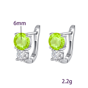 9 Minimalist <b>6mm</b> Round Cut Natural Stone U Shape <b>Hoop</b> <b>Earrings</b> 925 Sterling Silver Daily Wear Jewelry Hypoallergenic - Product Image 6
