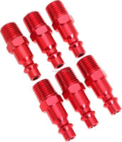 MAXIWORLD 1/4-Inch NPT Male Hitam Merah Aluminium Fitting Kompresor Udara Industri Plug Pneumatik 0-300psi