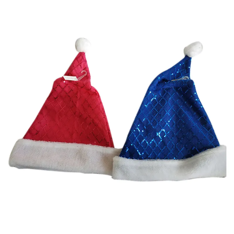 Promotion Wholesale Santa Claus Hat Red And Blue Xmas Hat Christmas Decoration