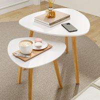 Ensemble de 2 tables basses gigognes en bambou en bois modernes fournies par l'usine, table d'appoint pour salon, chambre, balcon, table basse