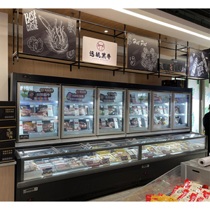 Refrigerador de supermercado de temperatura única comercial con refrigeración por aire, luz LED, congelador de vidrio combinado, escaparate, pantalla de nevera - Product Image 2