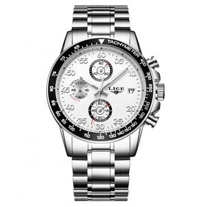 Montre sport à quartz pour homme avec cadran à chiffres arabes à trois aiguilles, bracelet en acier, résistante à l'eau 3BAR, chronographe 42 mm, montre-bracelet simple - Product Image 3