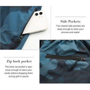 Shorts cargo camouflage respirants pour hommes avec cordon de serrage, shorts d'entraînement décontractés, logo personnalisé, taille haute, vêtements d'extérieur - Product Image 5