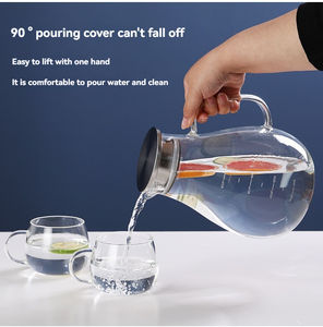 Bouteille d'eau froide en verre borosilicate transparent de grande capacité avec poignée – Tasse transparente - Product Image 4