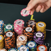 Jeu de jetons de poker en argile de fer premium, durables, numérotés, colorés et personnalisables pour le divertissement, les jeux à domicile et les compétitions