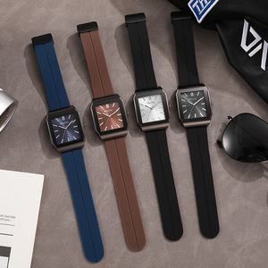 Orologio al Quarzo da <span class=keywords><strong>Uomo</strong></span> Elegante, Cassa in Lega, Cinturino in Silicone, Spessore 9mm, Ecologico, con Motivo a Stella a Cinque Punte Inciso - Product Image 4