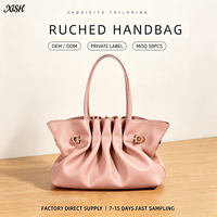 Sac fourre-tout minimaliste en cuir véritable froncé XISHANG pour femme, personnalisable avec logo et couleur, idéal pour les marques de mode