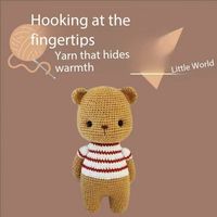 Kit de matériel pour poupée au crochet DIY en forme d'ours brun à rayures blanches, cadeau pour les amateurs de loisirs créatifs, poupée au crochet pour la décoration de la maison