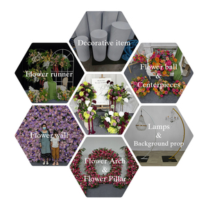 Hydrangeas vert lime et roses bordeaux artificielles pour les panneaux de bienvenue et les décorations de réception de mariage - Product Image 5
